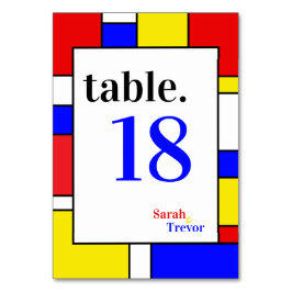 Fet mondriansk inspirerad retro Geometric Art Bordsnummer