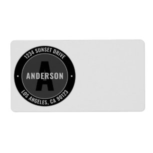 Fet monogram & återvändningsadress Etc. Svart & Fraktsedel