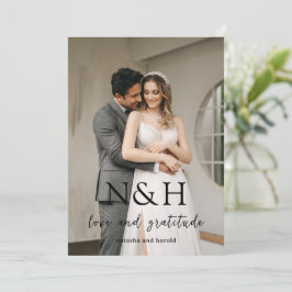 Fet Monogram Foto Modern Bröllop Tack Kort