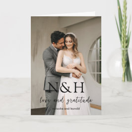 Fet Monogram Foto Modern Bröllop Tack Kort