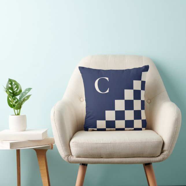 Fet monogram marin gram Geometric Mönster Kudde (Stol)