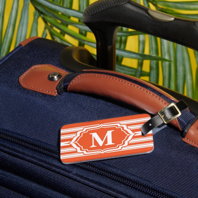 Fet Monogram med Orange Rand Bagagebricka (Framsida Insitu 3)