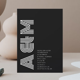 Fet Monogram, minimalistisk svart Inbjudningar