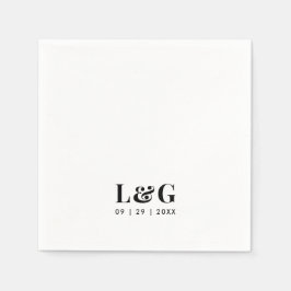 Fet Monogram - minimalt svart och vitt Bröllop Pappersservett