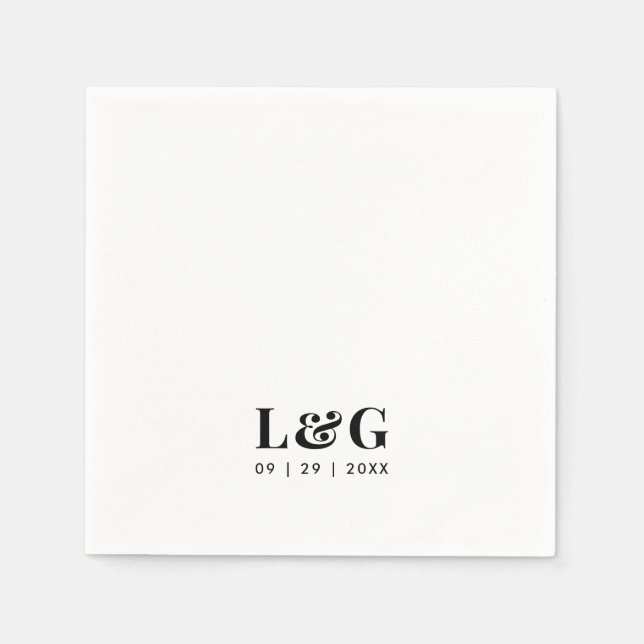 Fet Monogram - minimalt svart och vitt Bröllop Pappersservett (Framsidan)