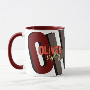 Fet Monogram Namn med skugga Mugg