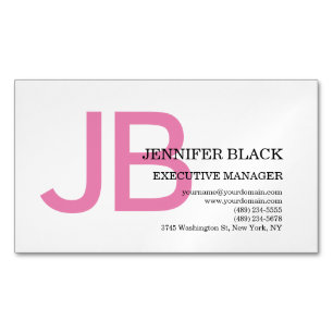 Fet Monogram Rosa Vit Modern Plain Magnetiska Visitkort