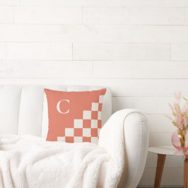 Fet Monogram Terracotta Cream Geometric Mönster Kudde