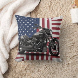 Fet motorcykel mot bakgrund av den amerikanska fla kudde