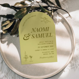 Fet Namn Arch Chartreuse Bröllop Inbjudningar