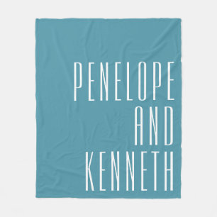 Fet Namn Retro Typography Colorful Teal Bröllop Fleecefilt