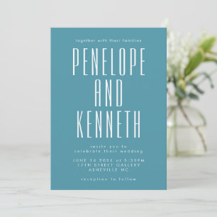 Fet Namn Retro Typography Colorful Teal Bröllop Inbjudningar