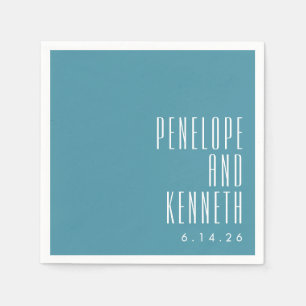 Fet Namn Retro Typography Colorful Teal Bröllop Pappersservett