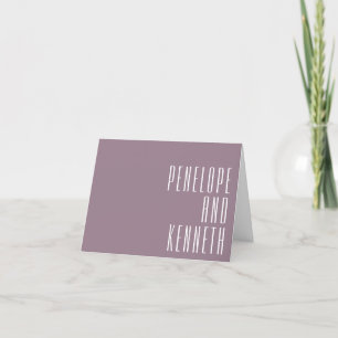 Fet Namn Retro Typography Dusty Lila Bröllop Tack Kort