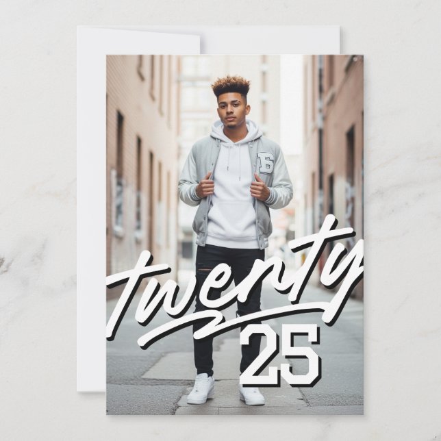 Fet Namnteckning Grad | Masculine Photo Studenten Inbjudningar (Framsida)