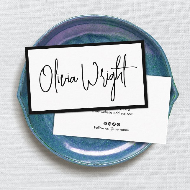 Fet Namnteckning skript, Modern vit Professionell Visitkort (Skapare uppladdad)