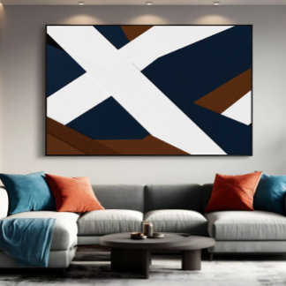 Fet Navy Vit Brun Lagerformad Abstrakt Poster