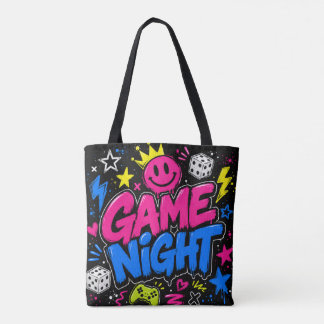 Fet Neon Graffiti Game Night Tote Bag Tygkasse