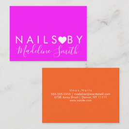 Fet Neon Hjärt Makeup Artist Nagelsalong   Visitkort