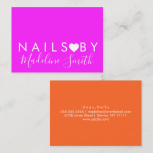 Fet Neon Hjärt Makeup Artist Nagelsalong   Visitkort