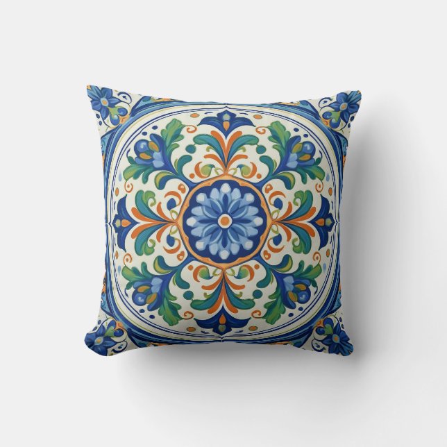 Fet och blå: Azulejo Artistry Kudde (Framsida)