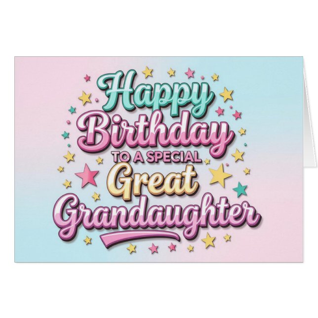 Fet och Bright Birthday Card Underbar Granddotter Hälsningskort (Framsidan Horizontal)