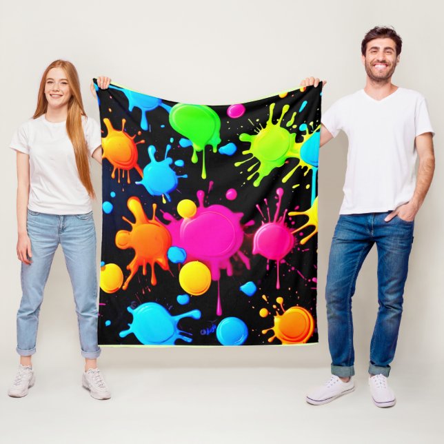 Fet och Bright Färg Stänk Fleecefilt (På plats)