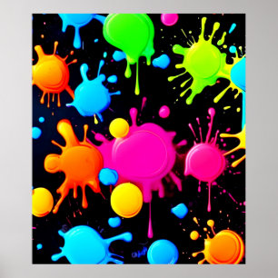 Fet och Bright Färg Stänk Poster