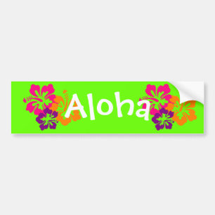 Fet och Bright Hawaiian Flowers Bildekal