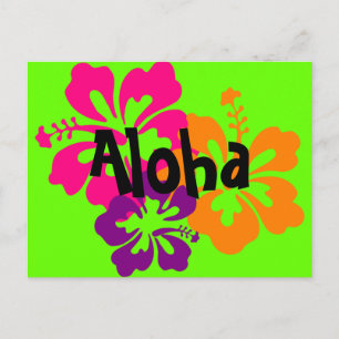 Fet och Bright Hawaiian Flowers Vykort