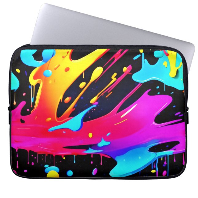 Fet och Bright Paint Splatter Art Laptop Fodral (Framsidan)