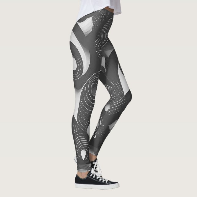 Fet och dynamiskt: Grått och vita Abstrakter Leggings (Höger)