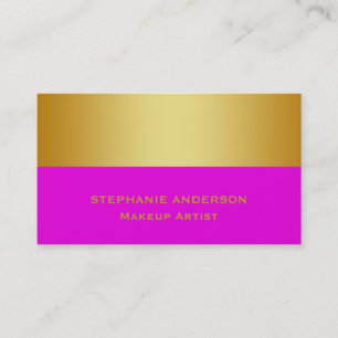 Fet och Elegant Lila Guld Stripe Makeup Artist Visitkort