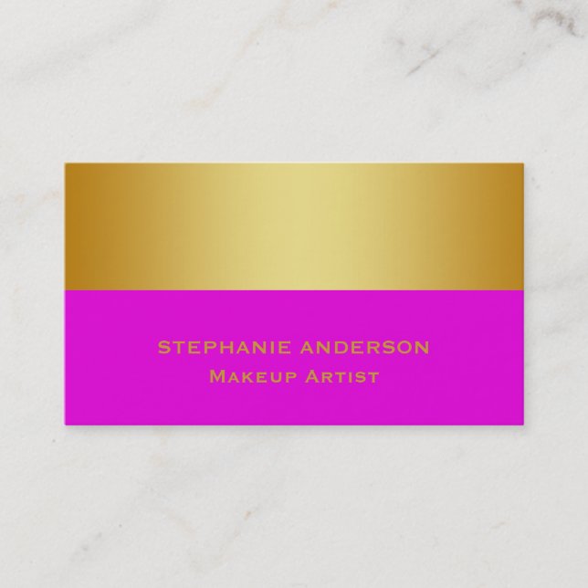 Fet och Elegant Lila Guld Stripe Makeup Artist Visitkort (Framsida)