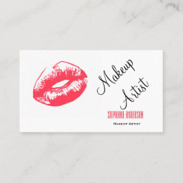 Fet och Elegant Red Läppar Makeup Artist Visitkort