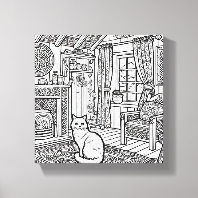 Fet och enkelt katt nr 18 canvastryck (Framsida)