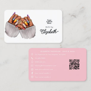 Fet och färglös afrikansk Nail Salon Visitkort
