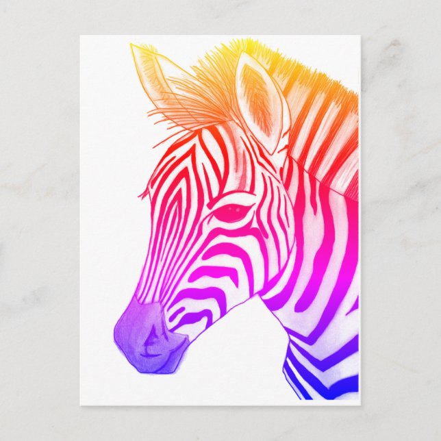 Fet och färglös zebra teckning vykort (Framsida)