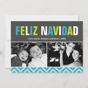 Fet och färgstark Feliz Navidad Photo Julkort