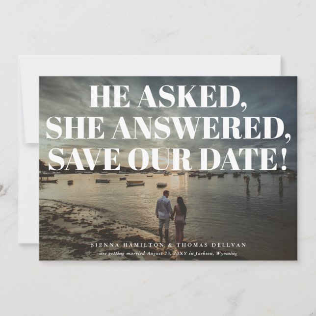 Fet och Fräck Typografisk Bröllops Save the Date Spara Datumet (Framsida)