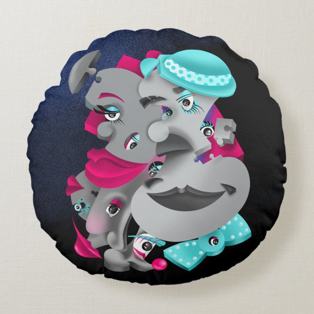 Fet och konstnärligt punktskydd rund kudde (Framsidan)