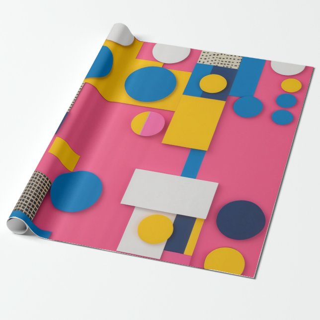Fet och lekfull geometrisk form i pulserande färg presentpapper (Utrullad)