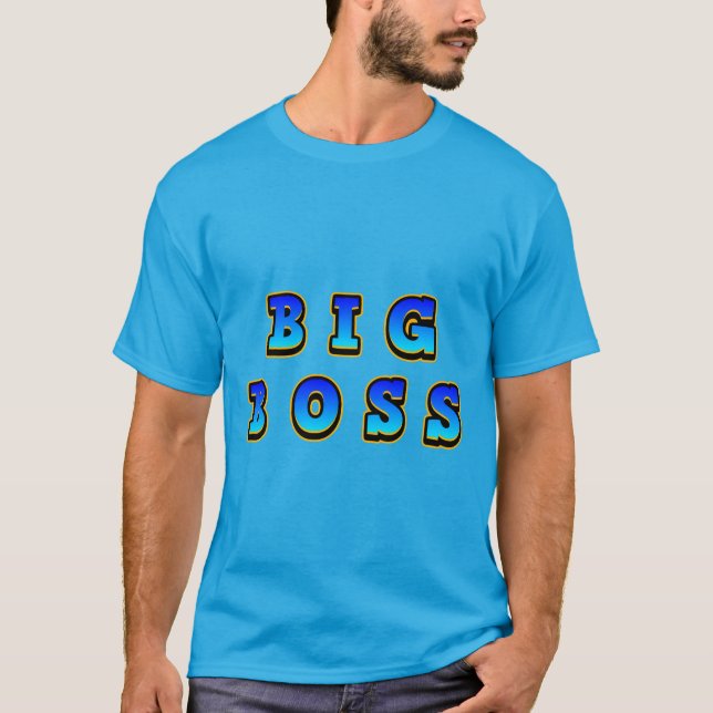 Fet och livfull stor chefstext i dynamisk blå t shirt (Framsida)