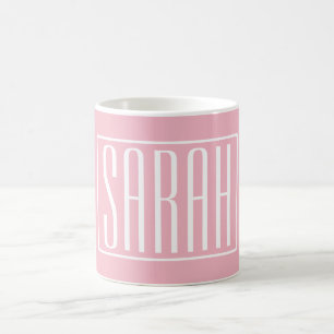 Fet och modern ditt namn eller Ord   Vit om Rosa Kaffemugg