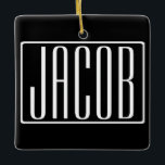 Fet och modern ditt namn eller Ord | Vit på svart Julgransprydnad Keramik<br><div class="desc">Fet och modern.</div>