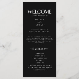 Fet och modern svart och vit Bröllop Program