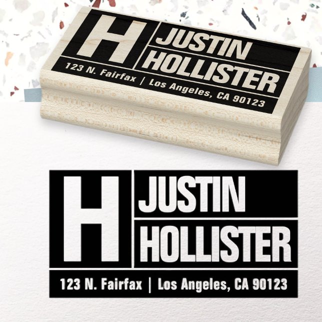 Fet och modernt stort teckensnitt | Svart Returadr Stämpel (Skapare uppladdad)