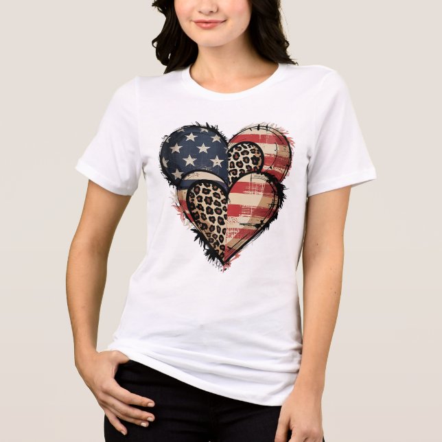 Fet och patriotisk Vild Heart T Shirt (Framsida)