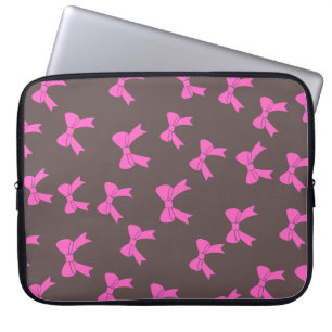 Fet och tyst: Rosa Bows on Black Laptops Cover Laptop Fodral