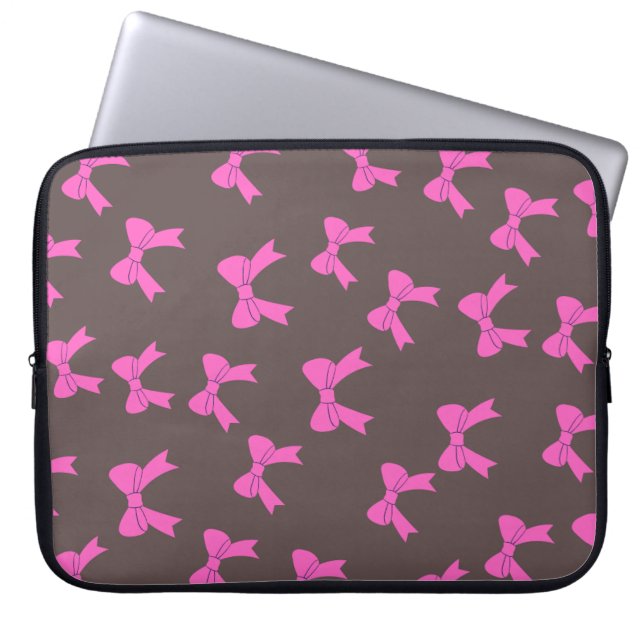 Fet och tyst: Rosa Bows on Black Laptops Cover Laptop Fodral (Framsidan)